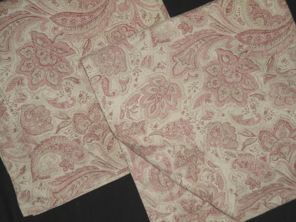 RESTORATION HARDWARE ITALIAN ANTIQUED FLORAL RED TAN (2) EURO PILLOW SHAMS 26" - Image 4 of 4