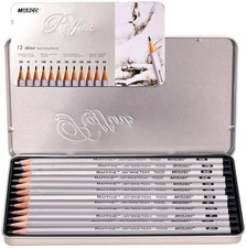 Artist Graphite Pencils Set for Drawing, Sketching, Writing, Tin Gift Box, 12 De