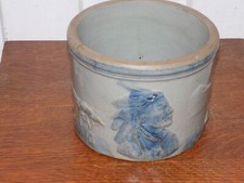 Vintage Old Sleepy Eye Indian Embossed Crock