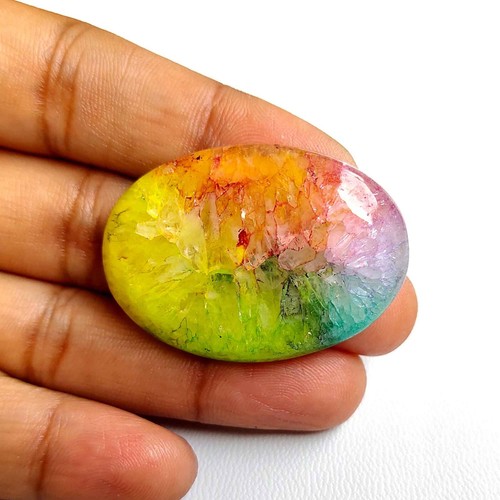 Multi Color Solar Quartz Cabochon 42x29x mm Oval Shape Natural Gemstone #6890 - Picture 2 of 7