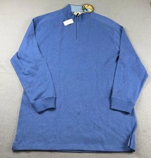 Jos A Bank Sweater Mens 2XLT Blue Cotton 1/4 Zip Pullover Long Sleeves NWT