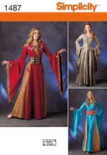 OOP Simplicity 1487 Costume Sewing Pattern Gown Medieval Renaissance LOTR Miss