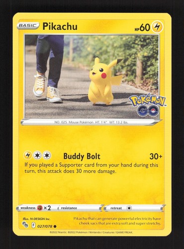2022 Pokemon Pikachu 027/078 Pokemon Go Common