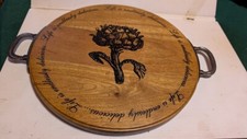 MUD PIE  ARTICHOKE MOTIF WOODEN TRAY NWT  12" WIDE HANDLES  EXC  USED COND