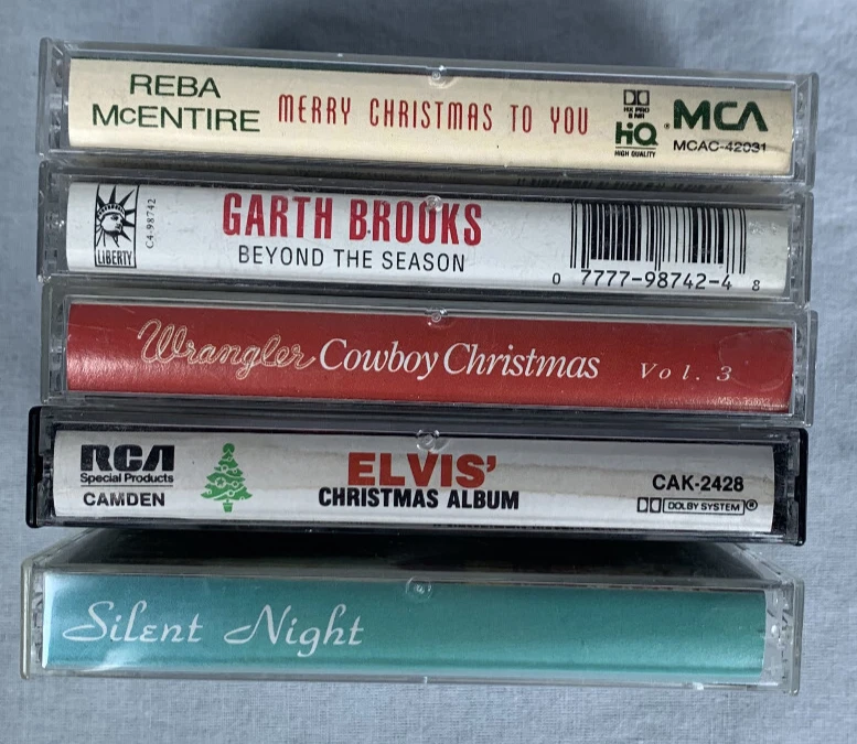 Lot Of (5) Country Christmas Cassettes Brooks McEntire Elvis Presley — 第 3/3 张图片
