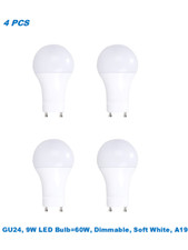 4 Bulbs, 9W 60W Equivalent , Dimmable,A19 LED,Soft White 3000K,GU24 Base Bulb