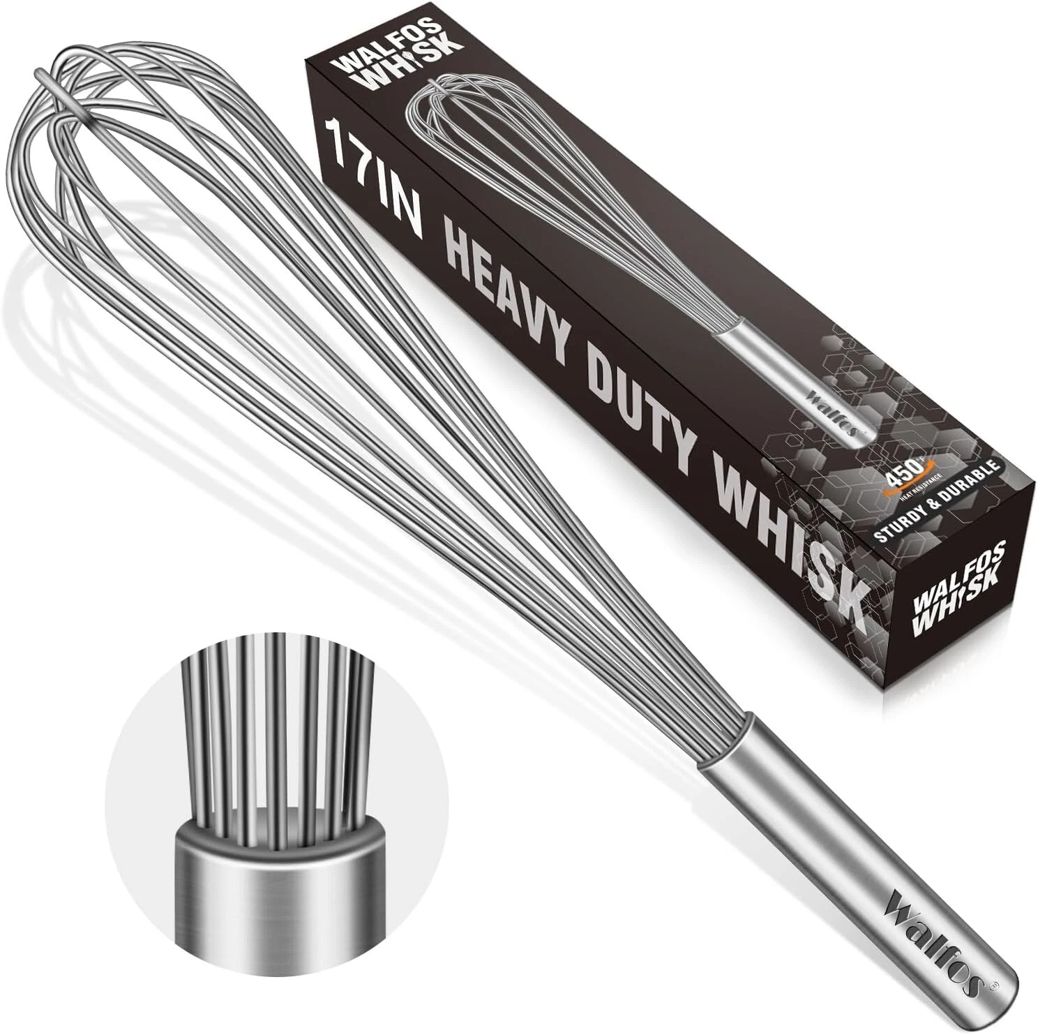 17in Large Whisks Heavy Duty Stainless Steel Wire Whisk Ideal For Beating Mixing
Opens in a new wind