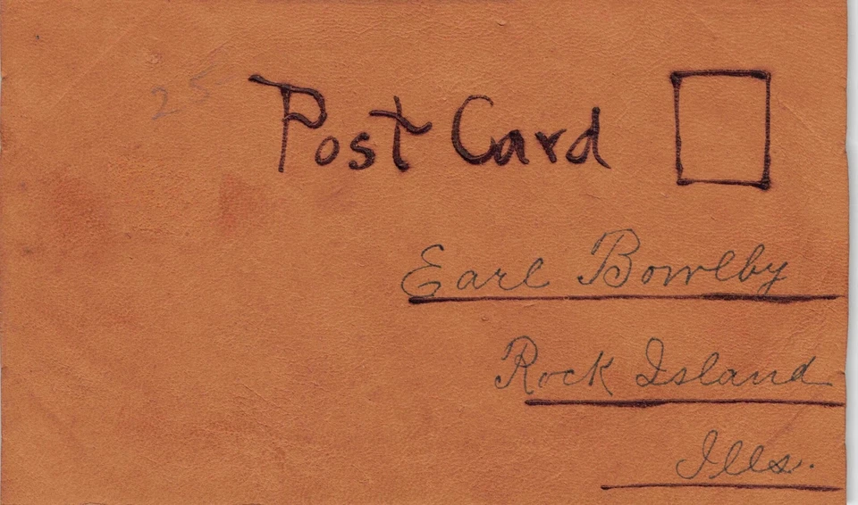 Rock Island Illinois High School Football Team Leather Photo Postcard VTG IL US - Image 2 of 4