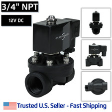3/4" NPT 12V DC Plastic Zero Differential Electric Solenoid Valve Water Gas Air