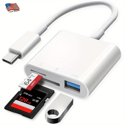 SD Card Reader, USB 3.0 Type C to SD/TF Card Adapter for iPhone 17/16/15 Pro Max