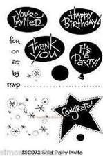 STAMPENDOUS Clear Stamps BOLD PARTY INVITE Thanks RSVP