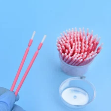 100 Pcs Pink Dental Disposable Composite Micro Applicator Long Shank  Brush Hot