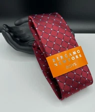 BERGAMO NEW YORK Boy's Neck Tie ~ Red ~ Plaids & Checks ~ Hand Made!