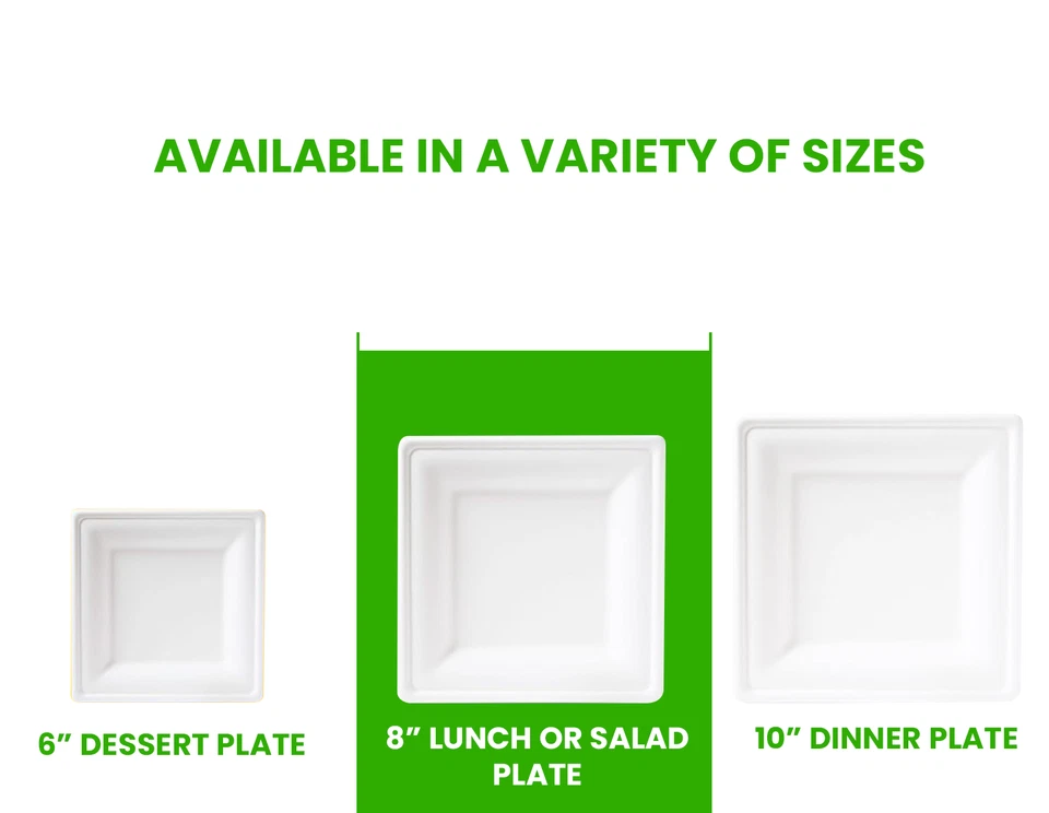 Square Dinner Plates for Party Disposable Paper Plates Microwave-safe:6"|8"|10" - Image 2 of 4