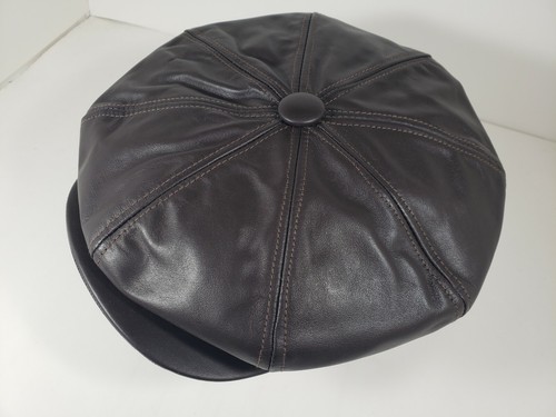 CAPAS BROWN LEATHER BIG APPLE CAP MADE 