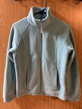 Girls Columbia Fleece Jacket Full Zip Size 14/16 Teal / Light Blue / Aqua
