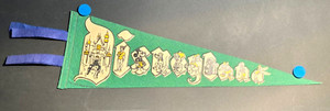 1955-57 "DISNEYLAND" Park Souvenir FELT PENNANT - Tinkerbell, Mickey & More