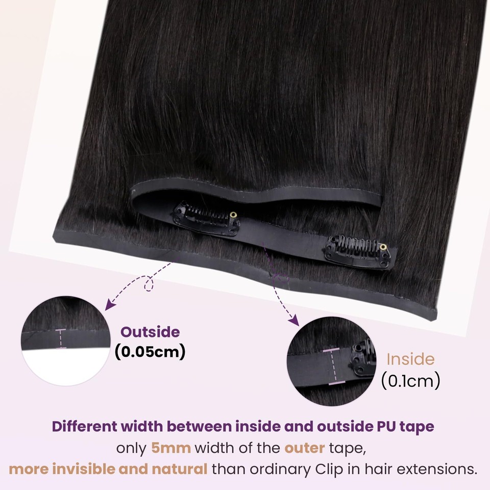 LaaVoo Seamless Clip in Hair Extensions Real Human Hair Black Human