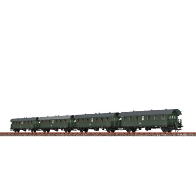Brawa H0 46776 - 4er Set Personenwagen DB, Ep. III (inkl Befehlswagen)   Neuware