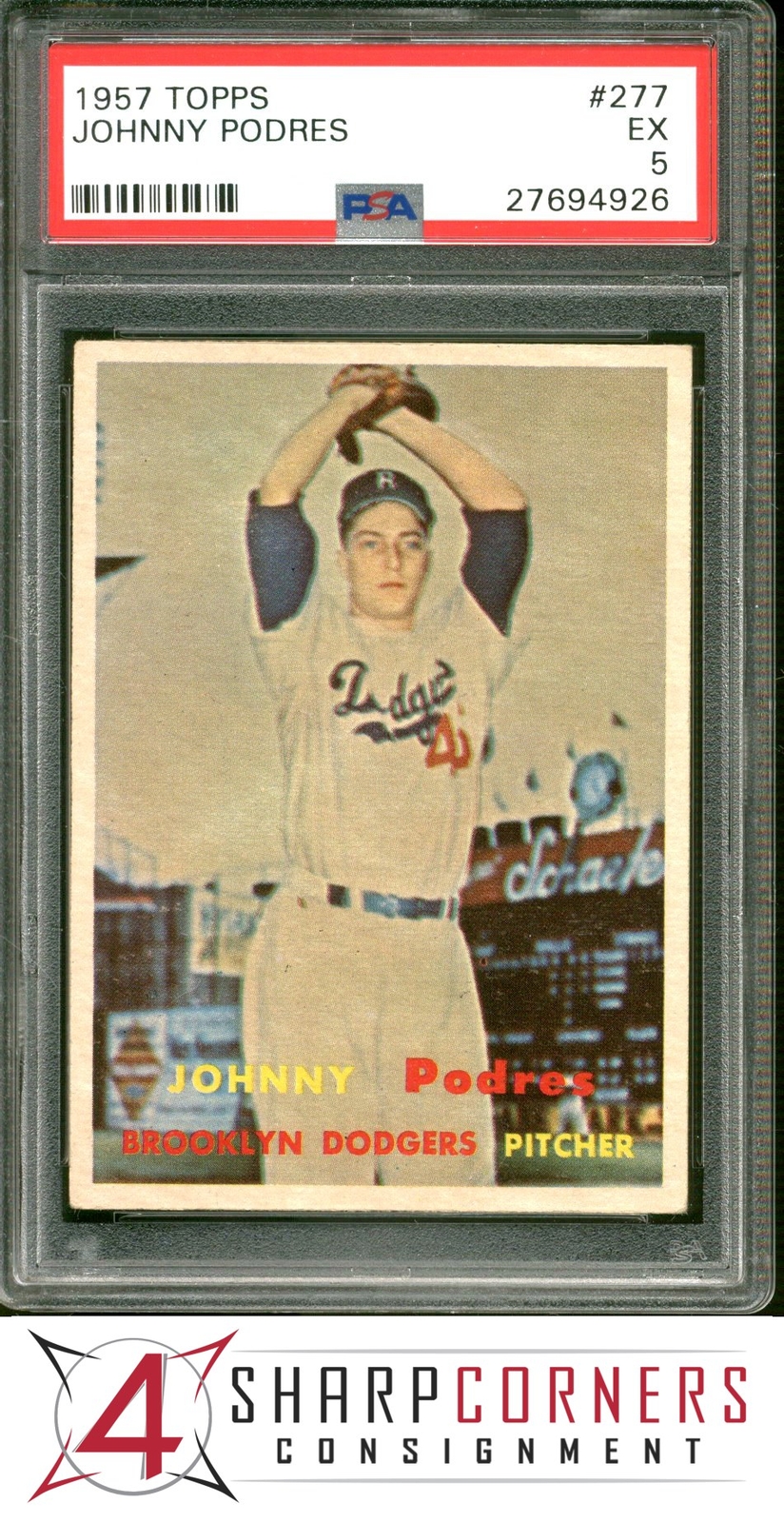 1957 TOPPS #277 JOHNNY PODRES DODGERS PSA 5 B4210688-926