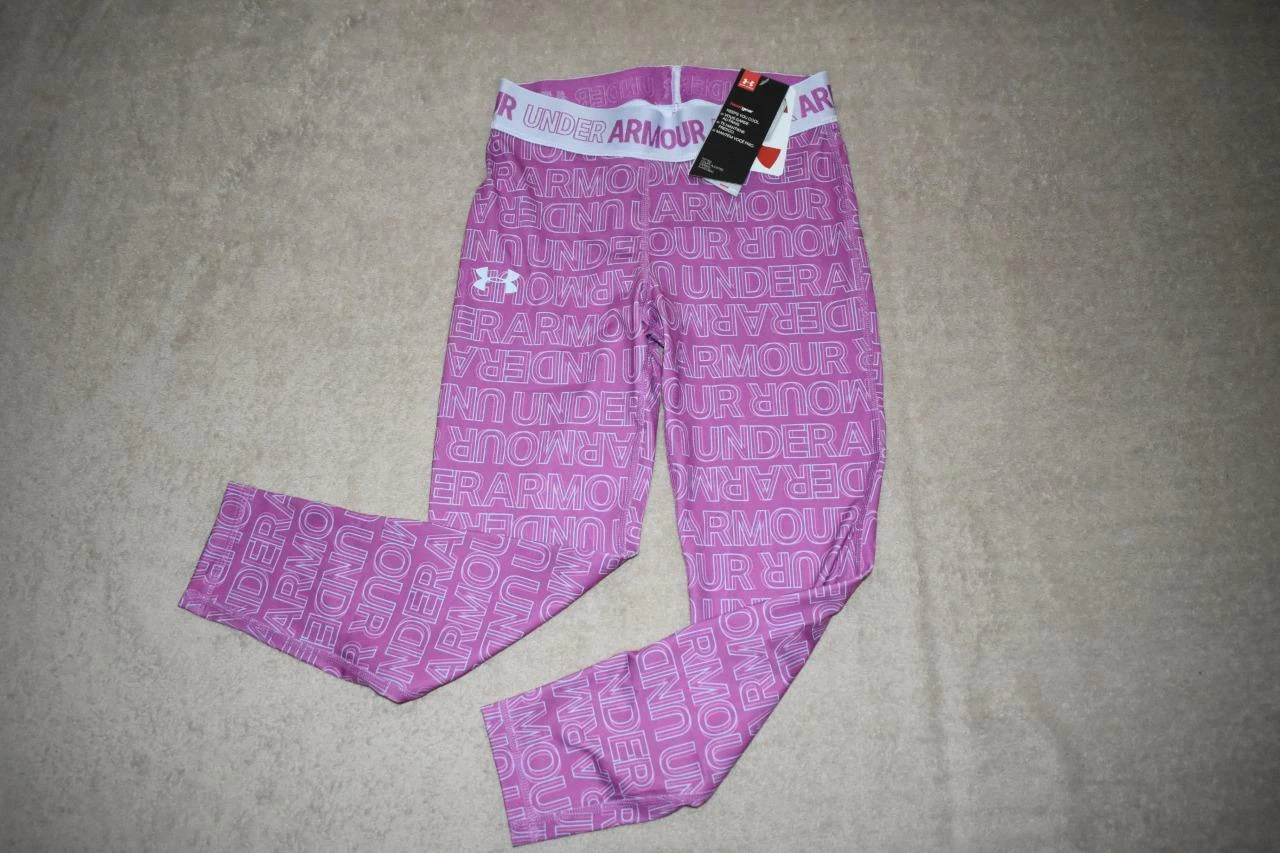 Under Armour Girls' HeatGear® Armour Printed Ankle Crop 1342352 665 Purple NWT