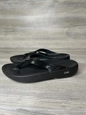 OOFOS Flip Flops Womens Size 9 Sport Recovery Thong Sandals Comfort Black Casual