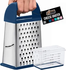 4-Sided 100% Bpa-Free Cheese Grater with Container, Stainless Steel XL Box Grate