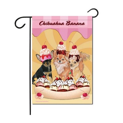 Chihuahua Banana Split Ice Cream Garden Flag Double-Sided, 12'' X 18'' Yard Decor