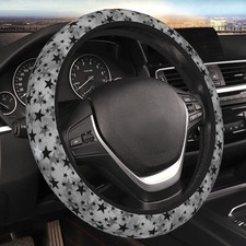 Black And Gray Stars Steering Wheel Cover Universal 15 Inch Cute And Fashionable Black And Gray Stars Steering Wheel Cover Universal 15 Inch Cute And Fashionable