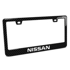 For Nissan Name Black Real 3k Carbon Fiber Finish Plastic License Plate Frame