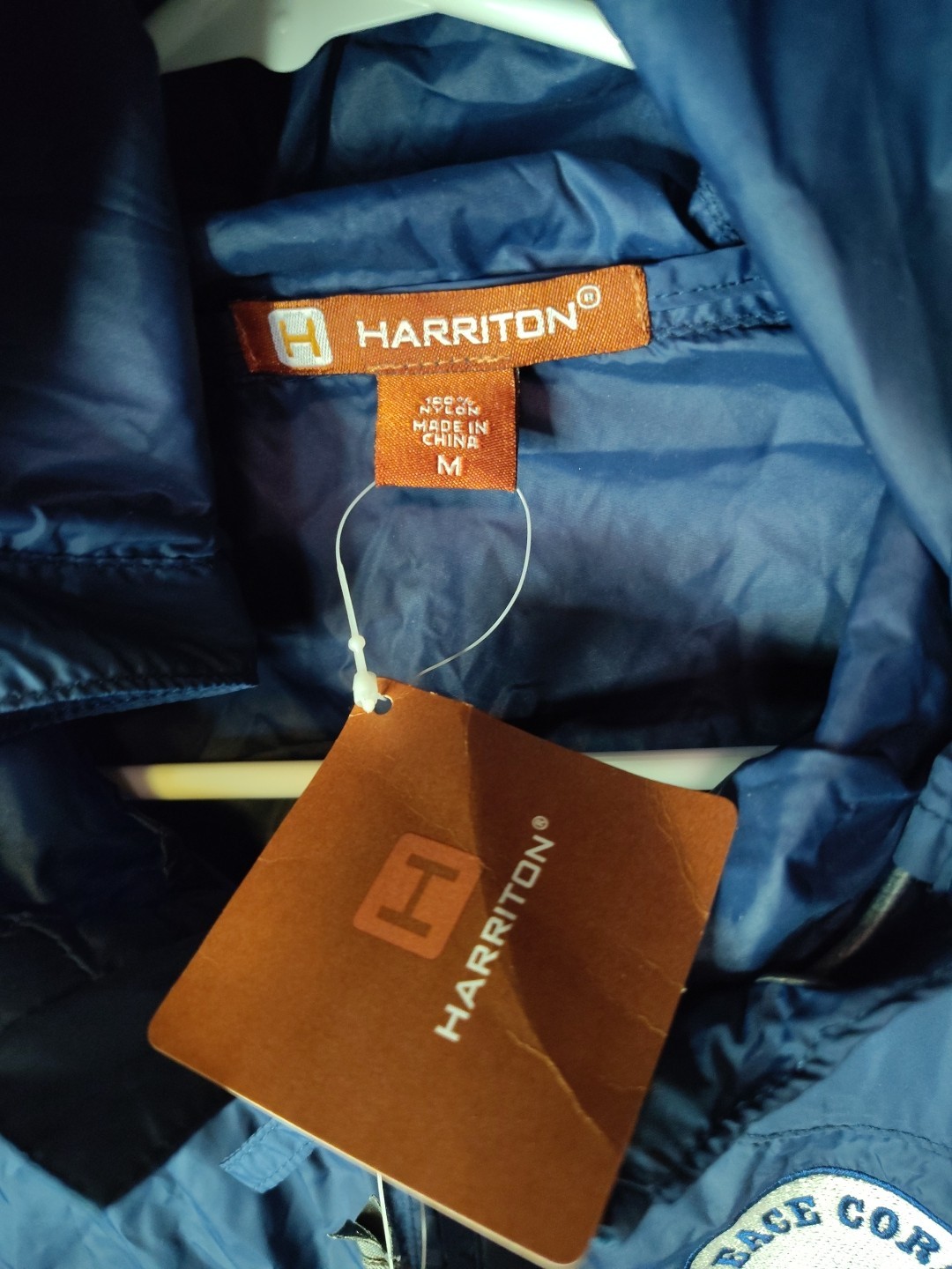 Harrington Peace Corps Hooded Zip Up Windbreaker Blue Size M