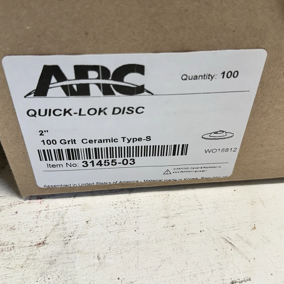 Lot Of 300 New Fastenal ARC 2” 100 Grit Ceramic Quick lok Sanding Disc WO13623 - Image 2 of 3