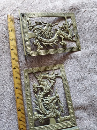 Vintage Oriental Dragon Set of 2 Solid Brass Bookends Taiwan - Picture 5 of 5