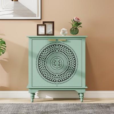 American style Hollow-Carved 2 Door Accent Cabinet Sideboard Buffet Cabinet