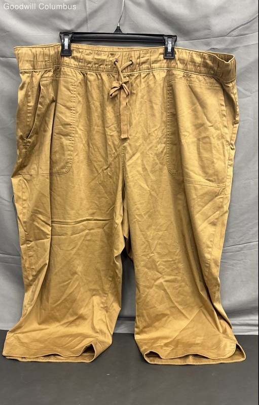 Lane Bryant Women's Tan Mid-Rise Capri Pants Elastic Waist Drawstring NWT Sz 26