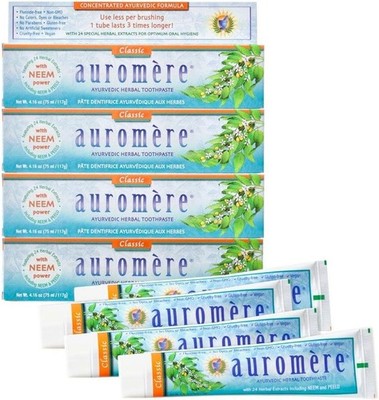 Auromere Ayurvedic Herbal Toothpaste Classic   Minty Licorice 4.16 oz (Pack of 4