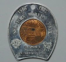 1964-1965 New York World's Fair Unisphere Encased 1964 Lincoln Cent (#2)