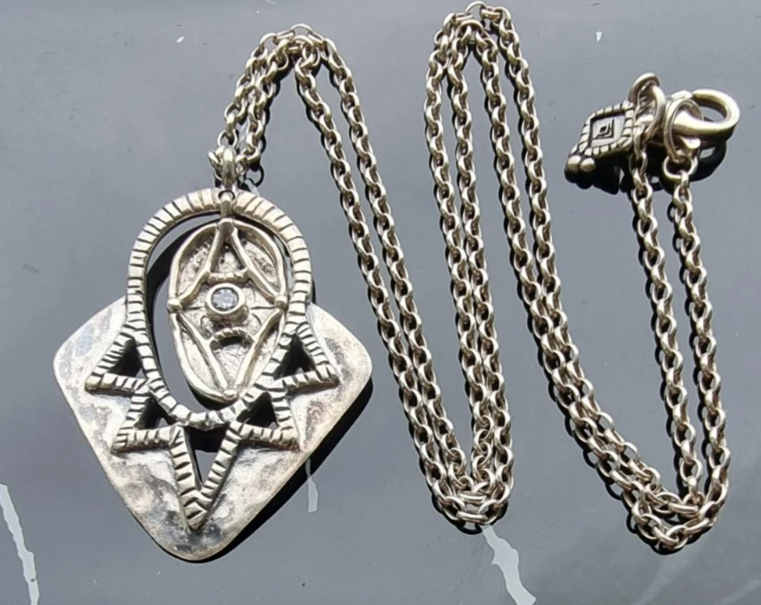 COLLAR SILPADA ART DECO PLATA ESTERLINA 925 PENADANTE EN CADENA CABLE N2801 Foto 3 de 4