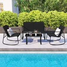 Image of 4-Piece Outdoor Conversation Set 2 Rocking Chair Set with Loveseat