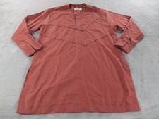 CLE CAL Men's Kaftan Floral Embroidered Traditional Shirt Red Long Sleeve NWOT
