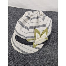 Flipside Hats Striped Cotton Flower Cadet Cap Grey Cream One Size Made in USA