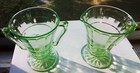 Uranium Green Glass Cream And Sugar Set with handles Mint Condition — photo 5