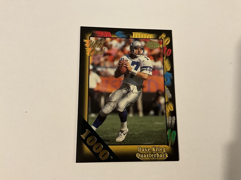 1991 Wild Card Football Dave Kreig 1000 Stripe Card # 8 Seahawks Rare Insert !