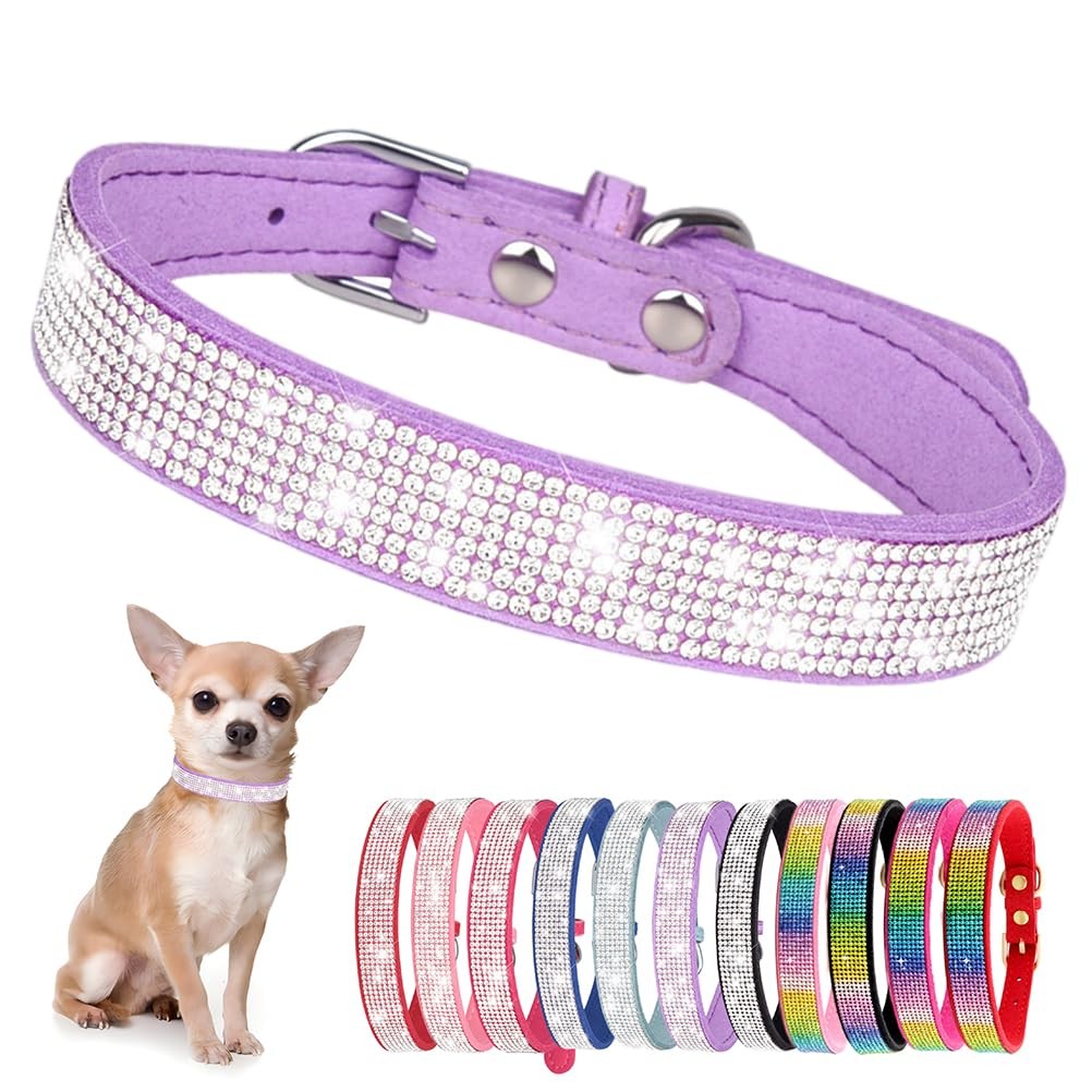 Collier pour petit chien anti-irritation avec strass et paillettes protectrices - Noir M