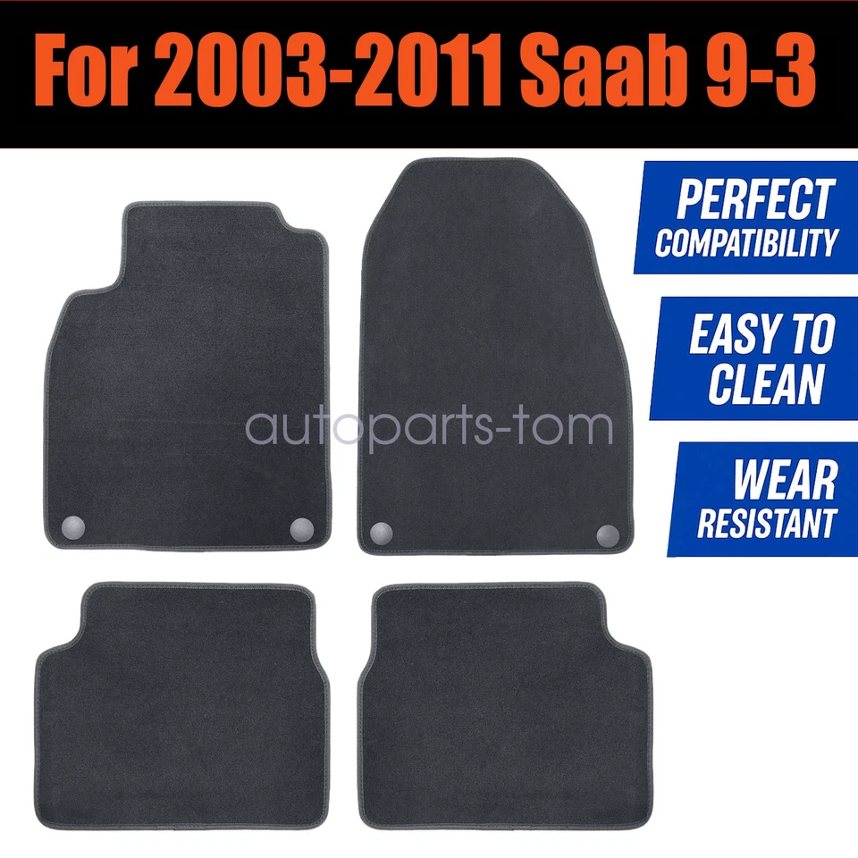 Alfombrillas de repuesto para Saab 9-3 9-3X 2003-2011 terciopelo impermeable 4x Foto 3 de 4