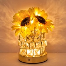 Sunflowers Flower Lamp, Cordless Touch Table Lamp with 3-Color Stepless Dimmi...