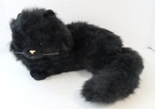 Russ Berrie 13" Persian Black Cat Plush Nikki Green Eyes Realistic