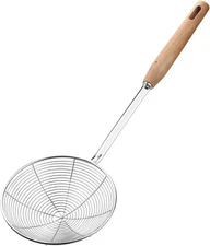 Spider Strainer Skimmer with Wood Handle - 5.5 Inch Fryer Scoop for Cooking and 