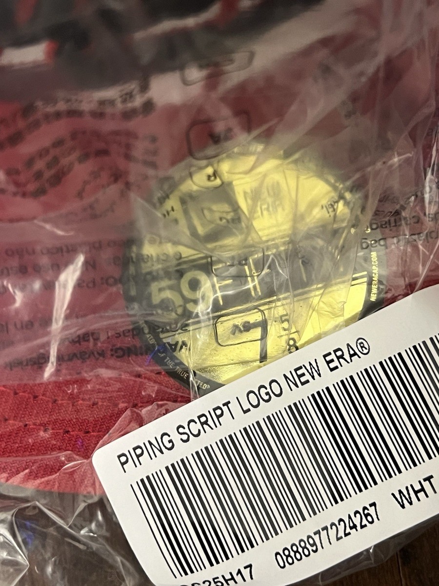 Supreme SS25 Piping Script Logo New Era Cap Hat Grey Red Size 7 5