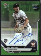 2025 Topps NOW Road To Opening Day Shay Whitcomb Green Auto /99 Card #A-SW